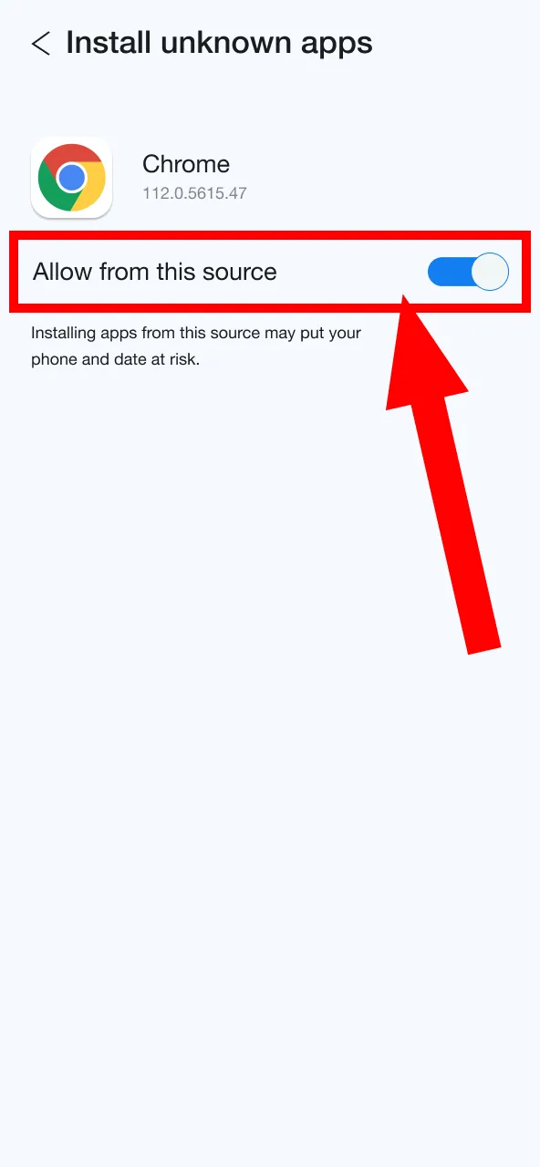Open settings to permit Almabet app installation from unknown sources.
