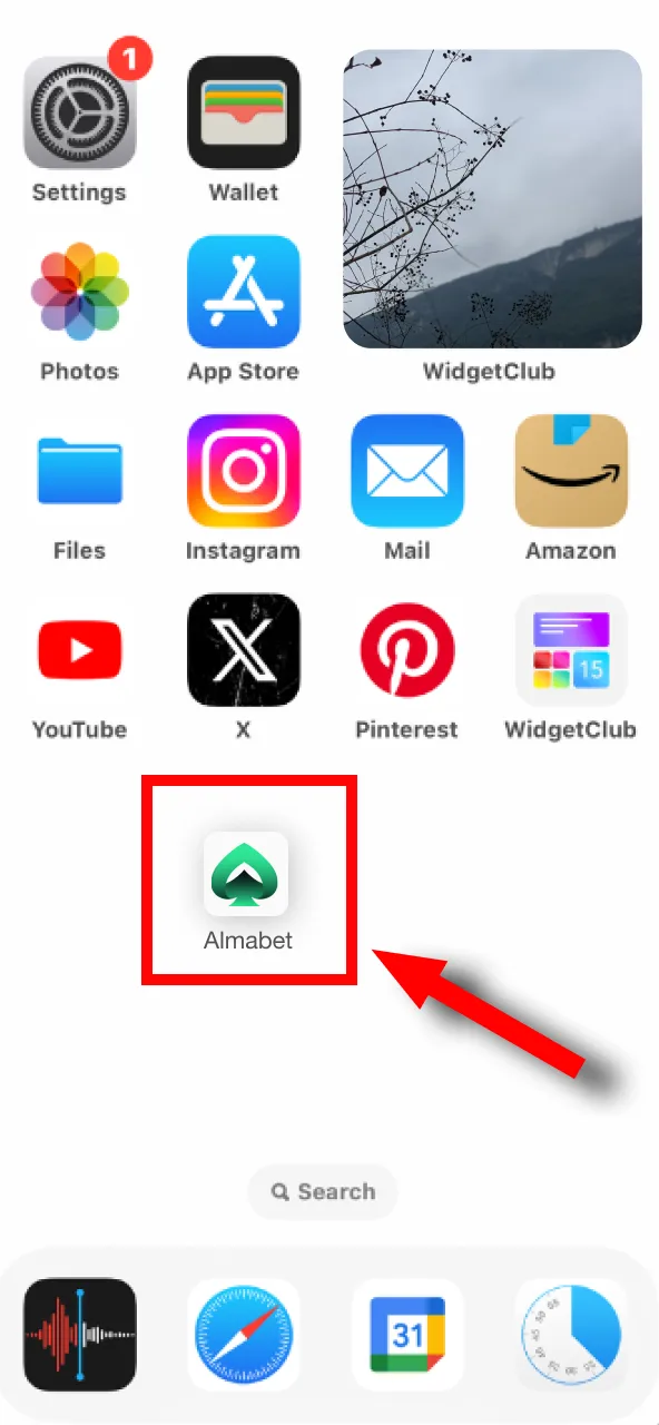 Almabet home screen icon gives quick entry to full platform.