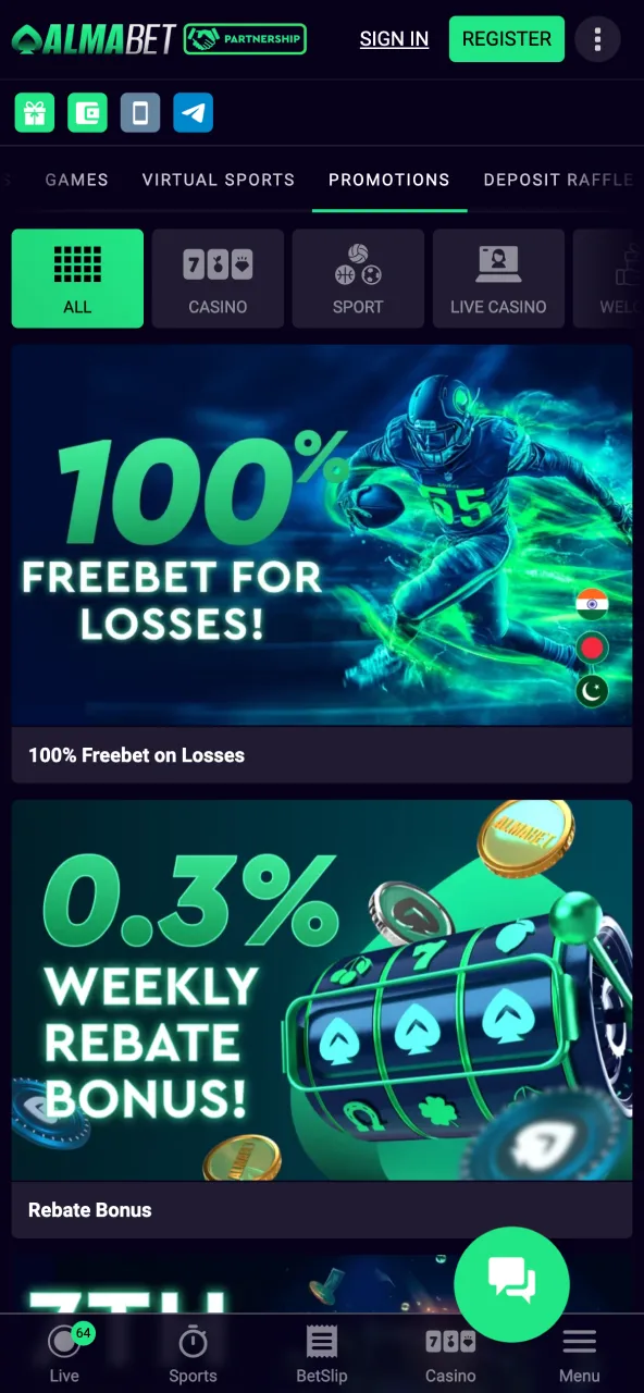 Explore Almabet promotions including free spins and cashback.